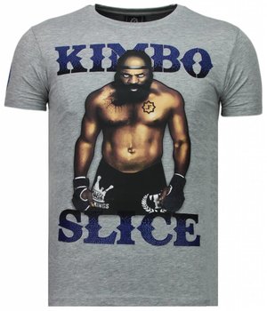 Local Fanatic Kimbo Slice - Rhinestone T-shirt - Grey