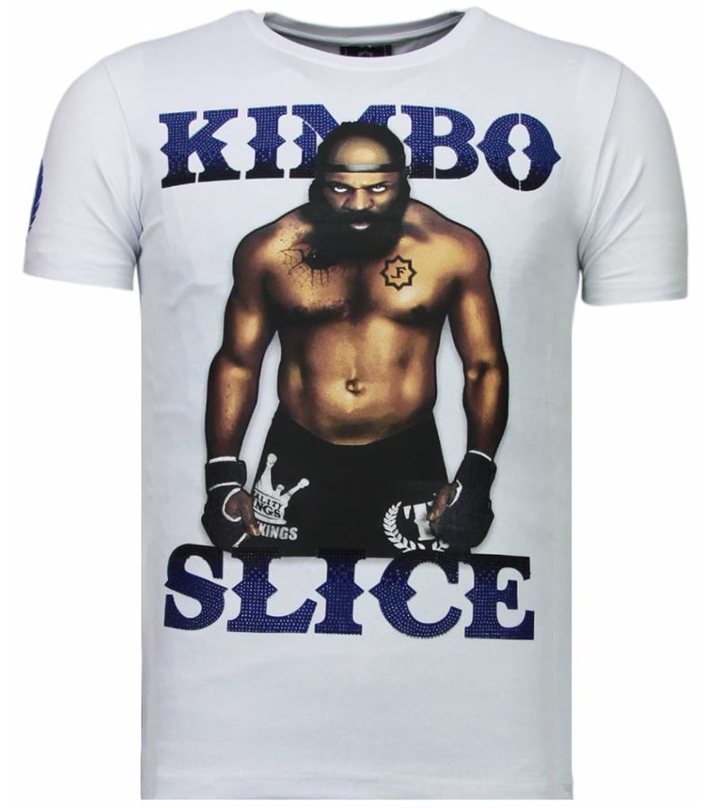 Local Fanatic Kimbo Slice - Rhinestone T-shirt - White