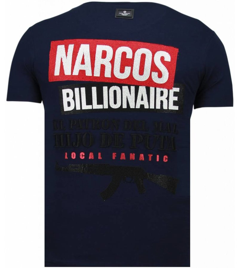 Local Fanatic El Patron Narcos Billionaire - Rhinestone T-shirt - Blue