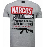 Local Fanatic El Patron Narcos Billionaire - Rhinestone T-shirt - Grey
