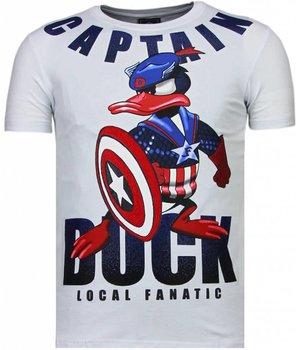 Local Fanatic Captain Duck - Rhinestone T-shirt - White