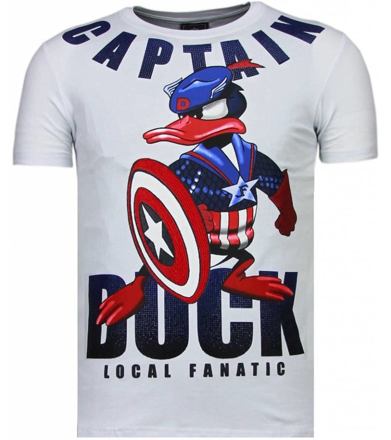 Local Fanatic Captain Duck - Rhinestone T-shirt - White