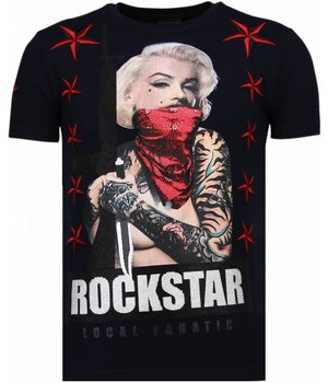 Local Fanatic Marilyn Rockstar - Rhinestone T-shirt - Blue