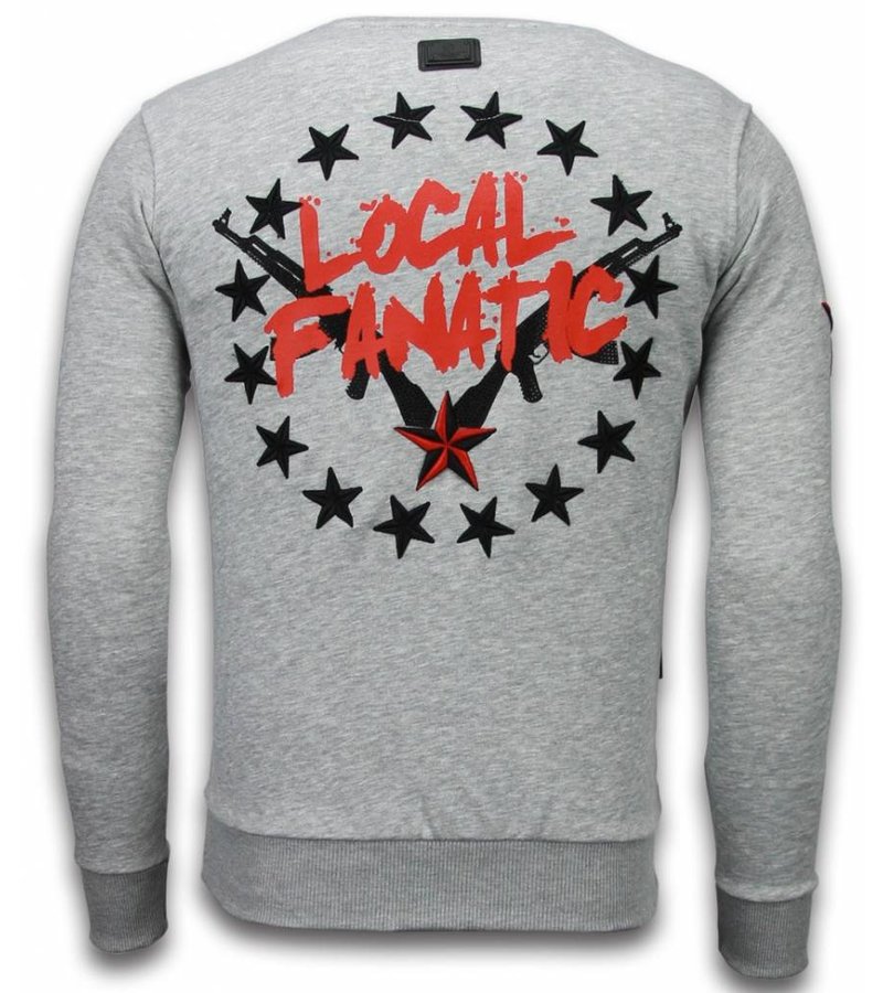 Local Fanatic Bad Boys - Rhinestone Sweater - Grey