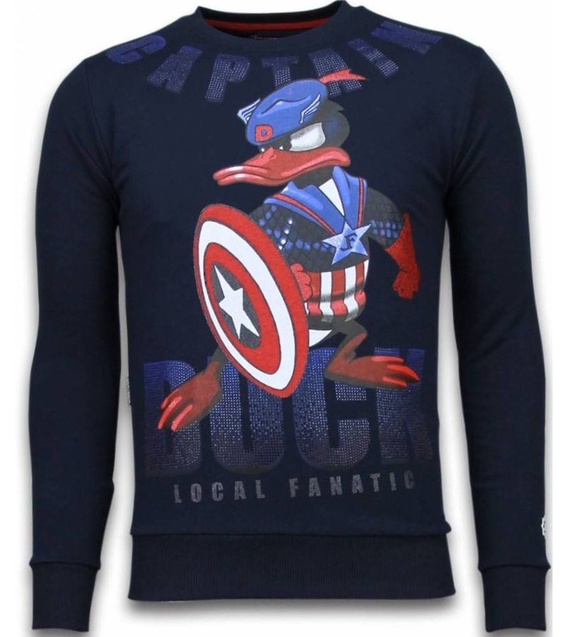 Local Fanatic Captain Duck - Rhinestone Sweater - Navy