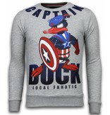 Local Fanatic Captain Duck - Rhinestone Sweater - Grey