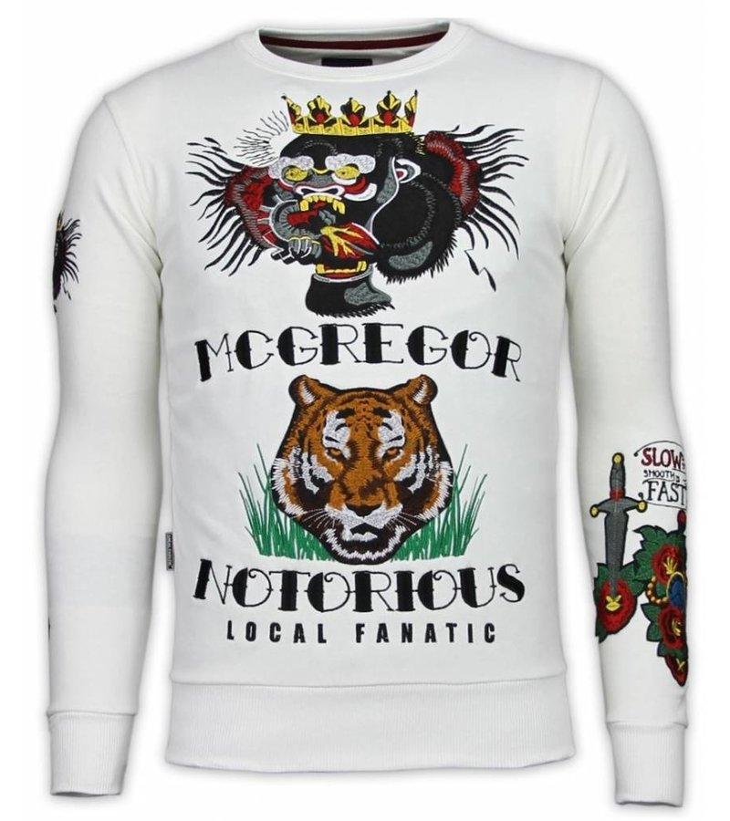 Local Fanatic McGregor Notoriuous Tattoo - Embroidery Sweater - White