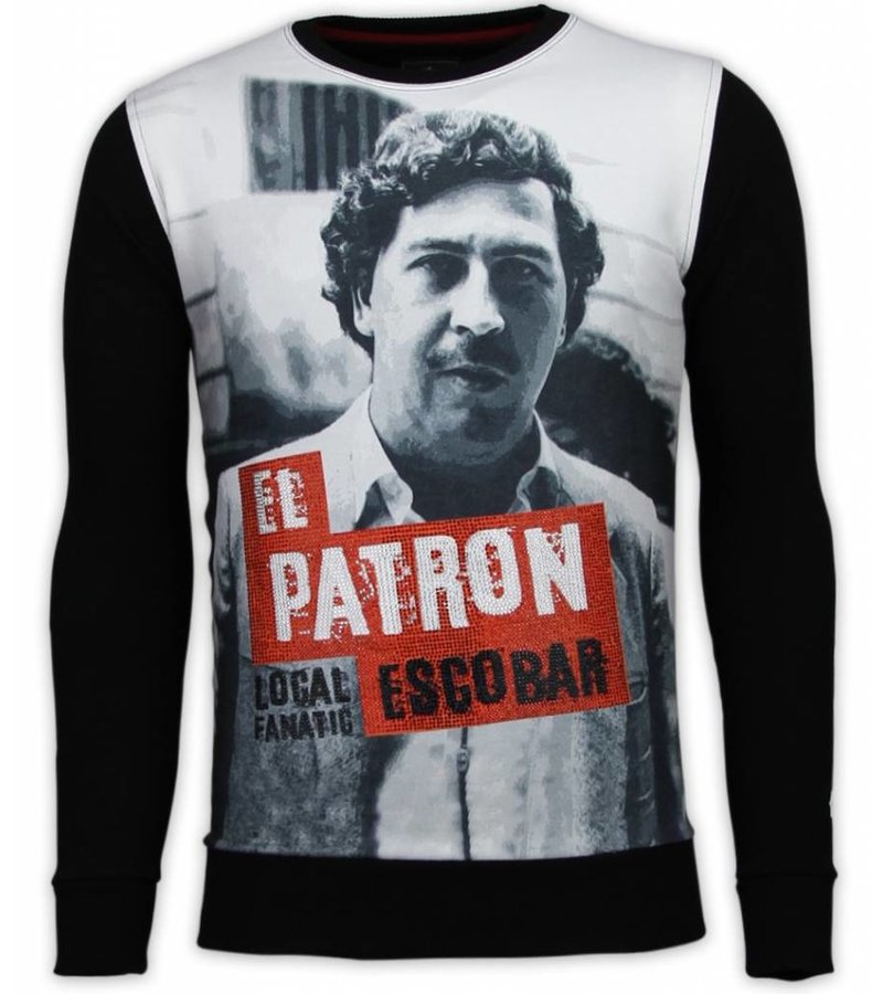 Local Fanatic El Patron Escobar - Digital Rhinestone Sweater - Black