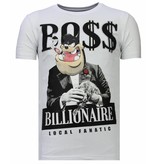 Local Fanatic Billionaire Boss - Rhinestone T-shirt - White
