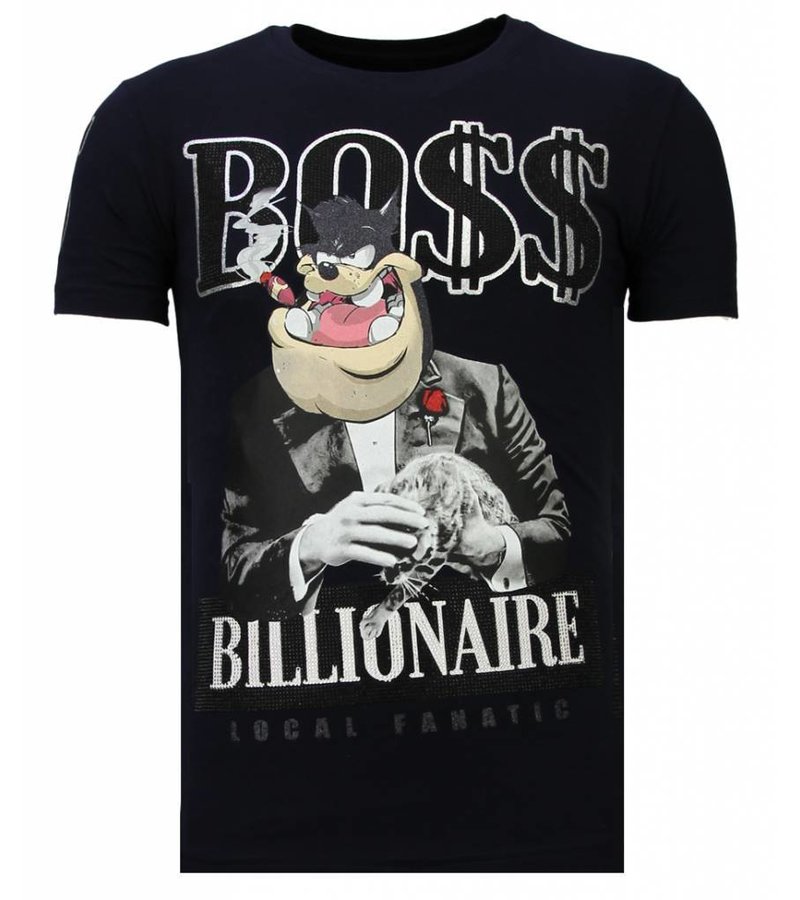 Local Fanatic Billionaire Boss - Rhinestone T-shirt - Navy