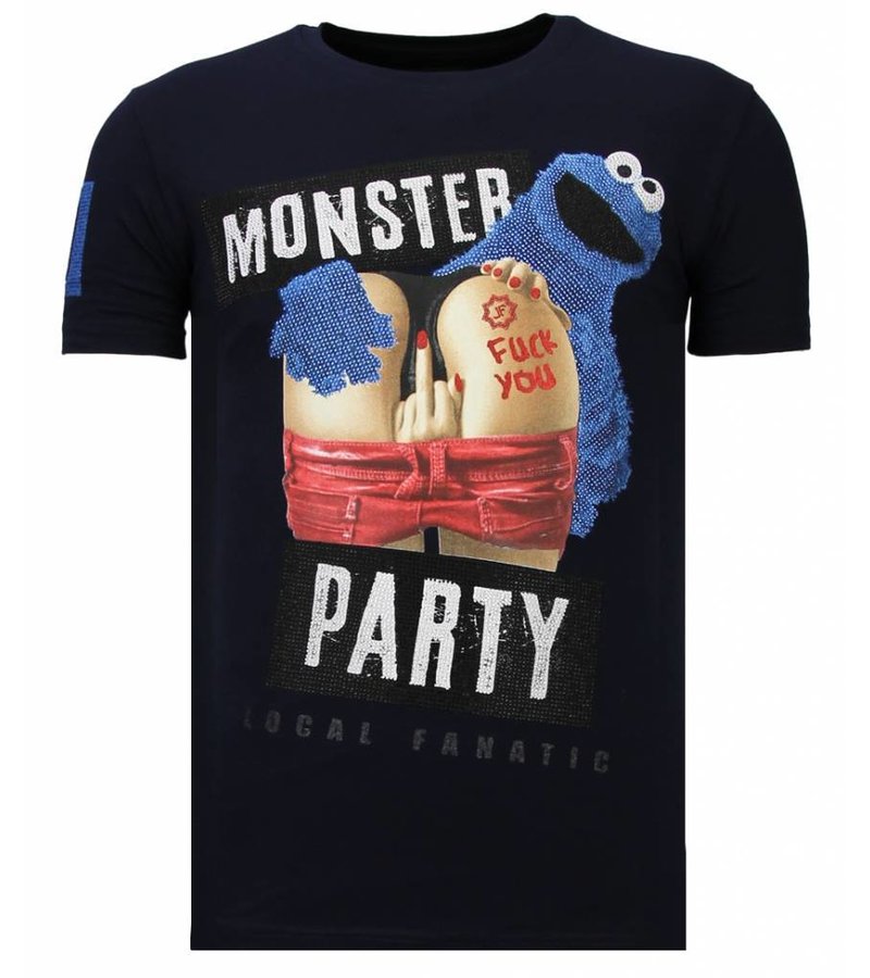 Local Fanatic Monster Party - Rhinestone T-shirt - Navy