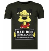 Local Fanatic Bad Dog - Rhinestone T-shirt - Khaki