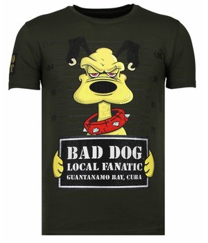 Local Fanatic Bad Dog - Rhinestone T-shirt - Khaki