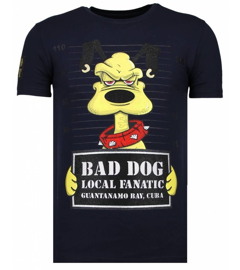 Local Fanatic Bad Dog - Rhinestone T-shirt - Navy