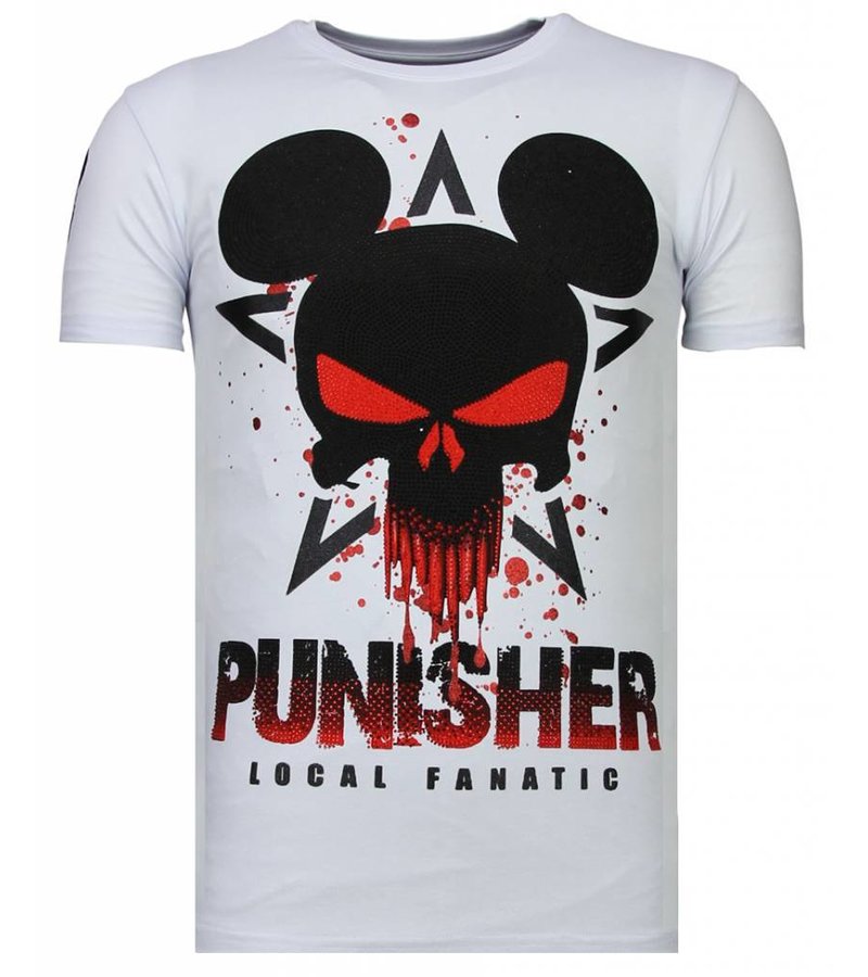 Local Fanatic Punisher Mickey - Rhinestone T-shirt - White