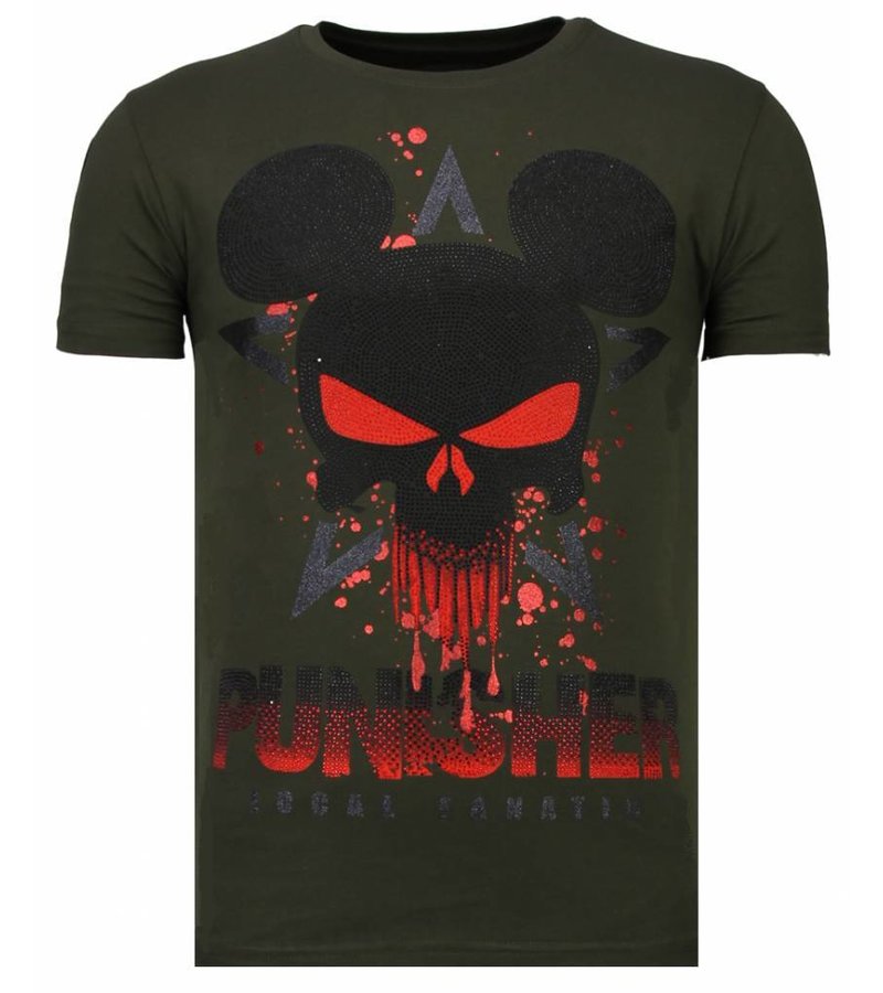 Local Fanatic Punisher Mickey - Rhinestone T-shirt - Khaki