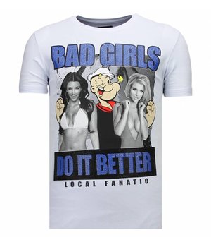 Local Fanatic Bad Girls Do It Better - Rhinestone T-shirt - White