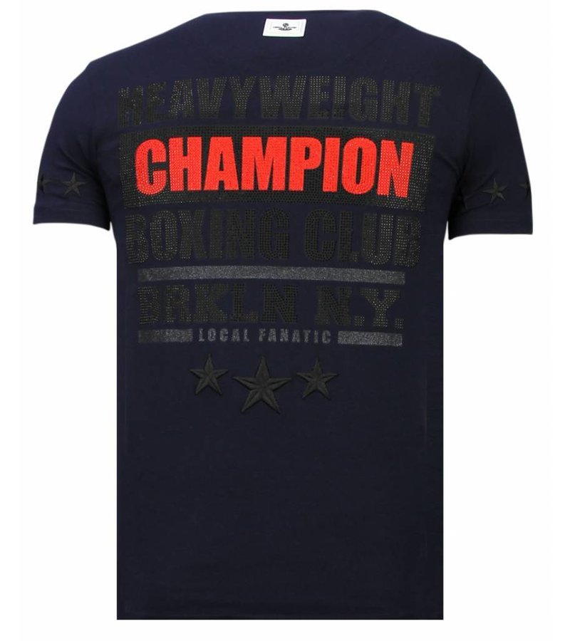 Local Fanatic Iron  Mike Tyson - Rhinestone T-shirt - Navy