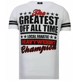 Local Fanatic Greatest Of All Time - Rhinestone T-shirt - White