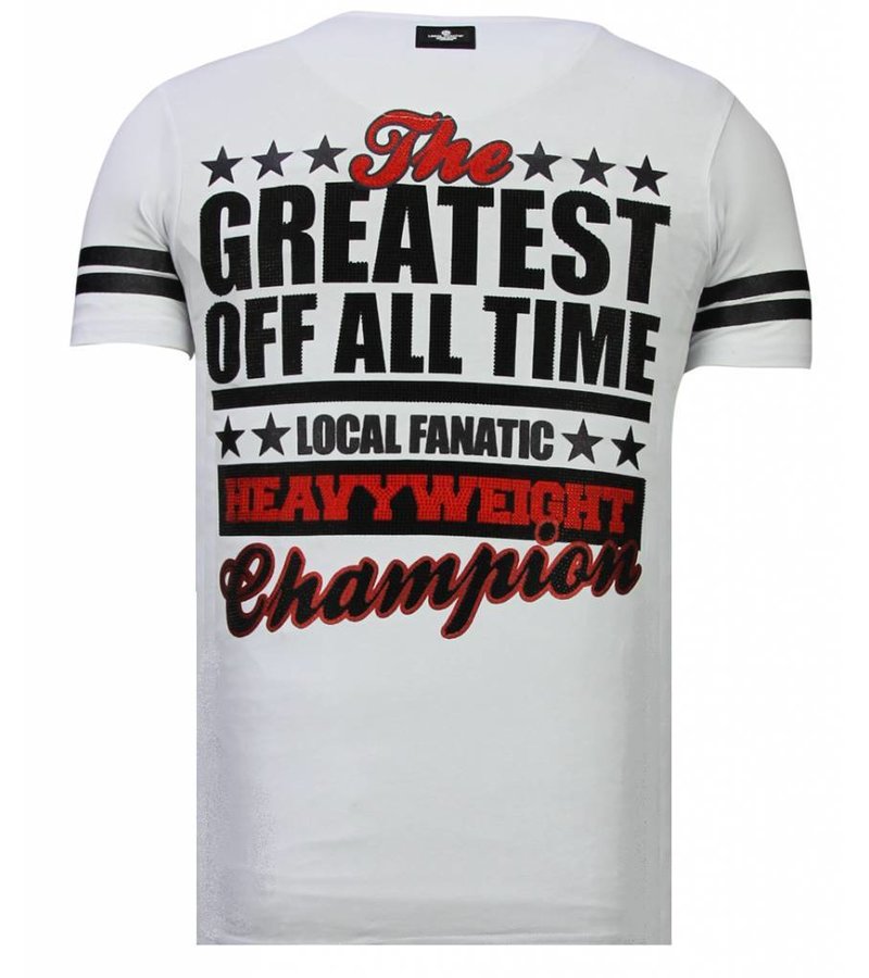 Local Fanatic Greatest Of All Time - Rhinestone T-shirt - White