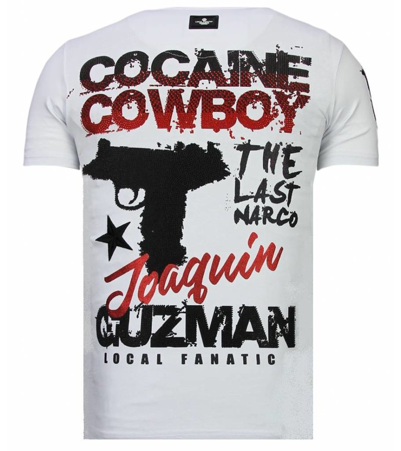 Local Fanatic Cocaine Cowboy - Rhinestone T-shirt - White