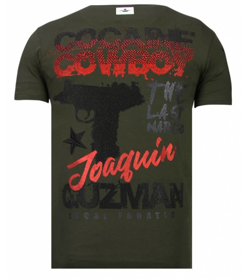 Local Fanatic Cocaine Cowboy - Rhinestone T-shirt - Khaki