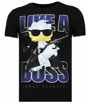 Local Fanatic Like A Boss - Rhinestone T-shirt - Black