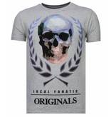 Local Fanatic Skull Originals - Rhinestone T-shirt - Grey