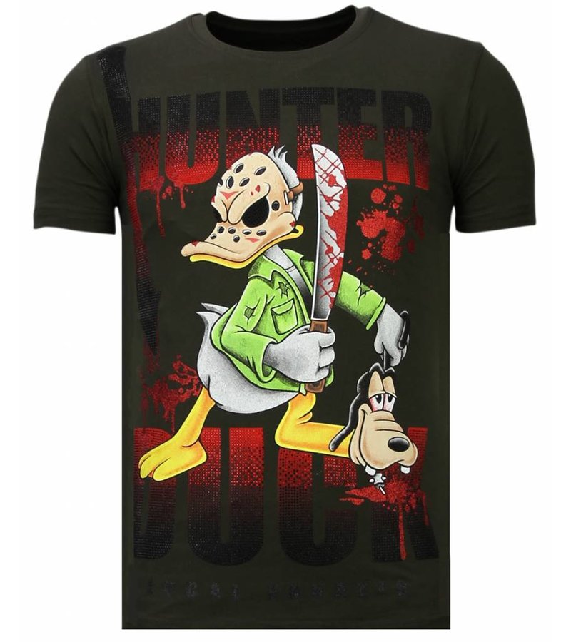 Local Fanatic Hunter Duck - Rhinestone T-shirt - Khaki