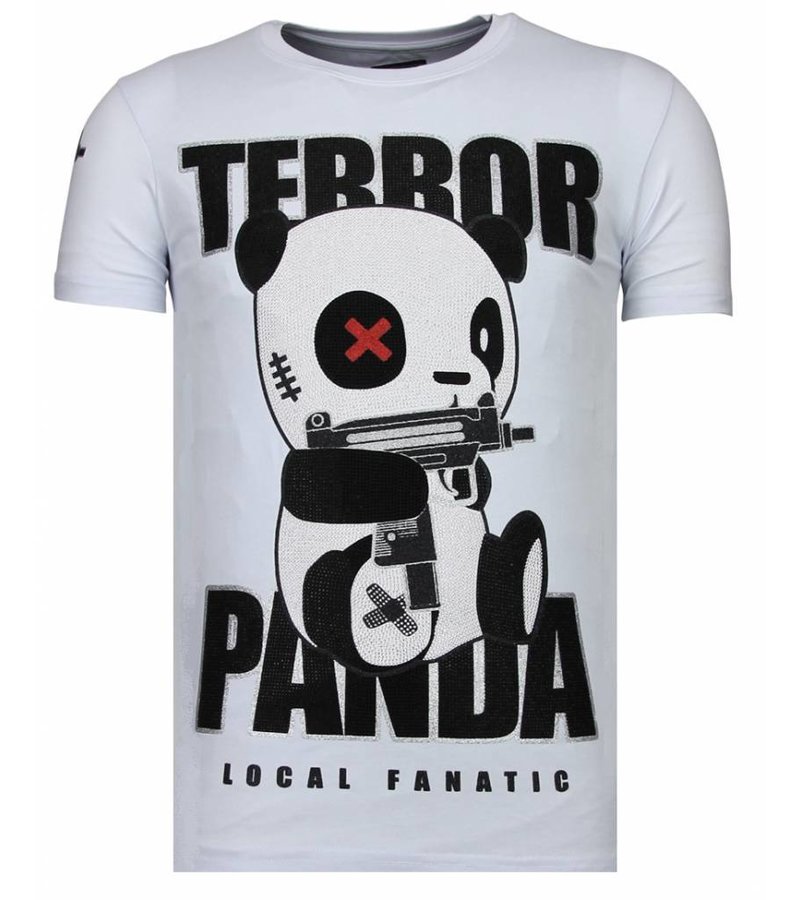 Local Fanatic Terror Panda - Rhinestone T-shirt - White