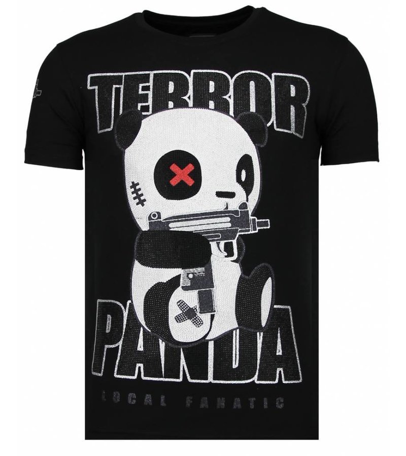 Local Fanatic Terror Panda - Rhinestone T-shirt - Black