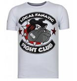 Local Fanatic Fight Club Spike - Rhinestone T-shirt - White