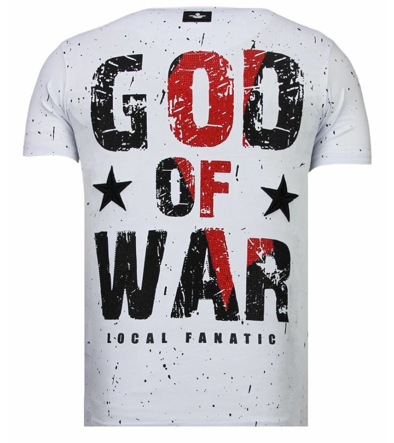 Local Fanatic God Of War - Rhinestone T-shirt - White