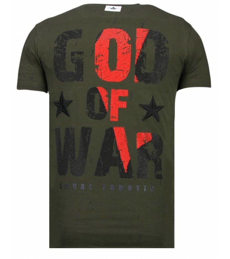 Local Fanatic God Of War - Rhinestone T-shirt - Khaki