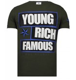 Local Fanatic Young Rich Famous - Rhinestone T-shirt - Khaki