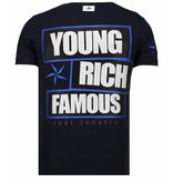 Local Fanatic Young Rich Famous - Rhinestone T-shirt - Navy