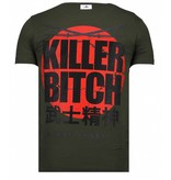 Local Fanatic Killer Bitch - Rhinestone T-shirt - Khaki