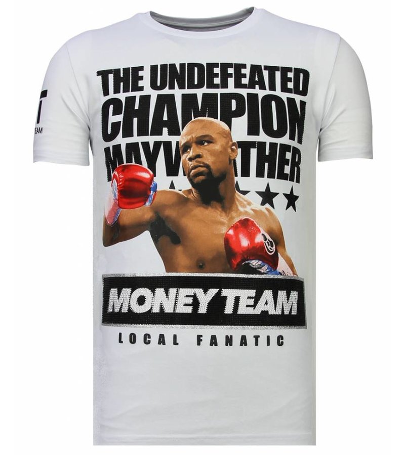 Local Fanatic Money Team Champ - Rhinestone T-shirt - White