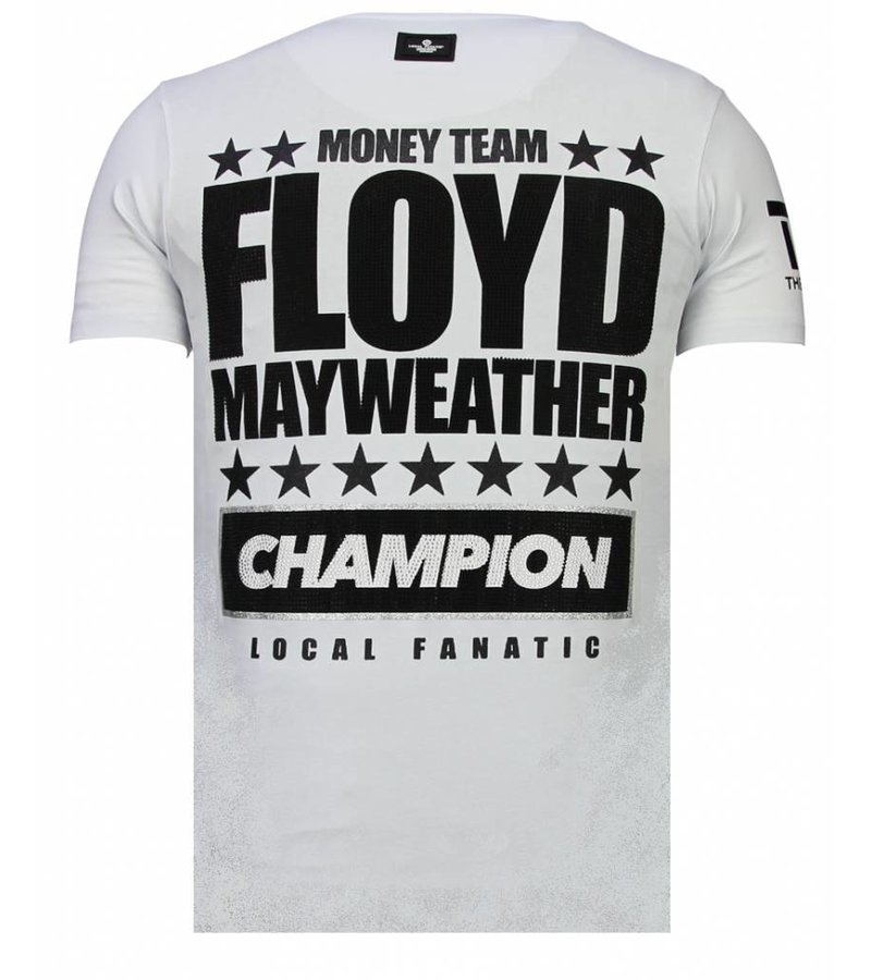 Local Fanatic Money Team Champ - Rhinestone T-shirt - White