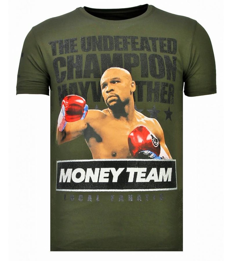 Local Fanatic Money Team Champ - Rhinestone T-shirt - Khaki