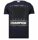 Local Fanatic Money Team Champ - Rhinestone T-shirt - Navy
