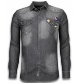 Bread & Buttons Denim Shirt - Slim Fit 3 Buttons - Grey