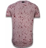 Local Fanatic Embroidery Patches Long Fit Men T Shirt - Red