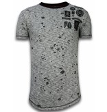 Local Fanatic Embroidery Patches Longfit Men T Shirt - Grey