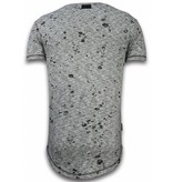 Local Fanatic Embroidery Patches Longfit Men T Shirt - Grey