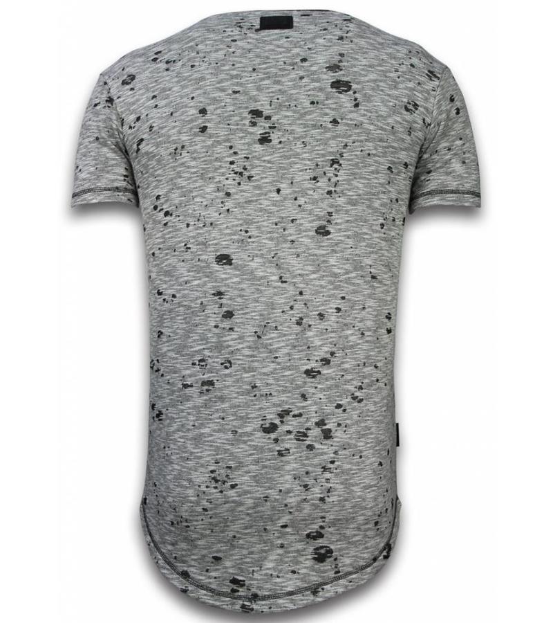 Local Fanatic Embroidery Patches Longfit Men T Shirt - Grey