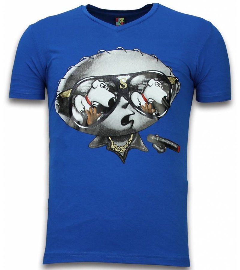 Mascherano Stewie Dog Print T Shirt Men - Blue