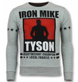 Local Fanatic Iron Mike Tyson Rhinestone Sweatshirt Men - Grey