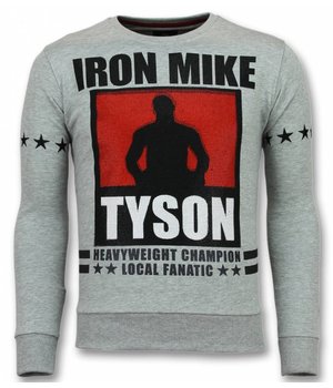 Local Fanatic Iron Mike Tyson Rhinestone Sweatshirt Men - Grey