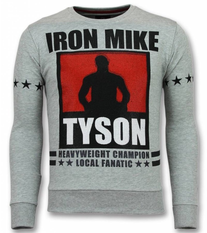 Local Fanatic Iron Mike Tyson Rhinestone Sweatshirt Men - Grey